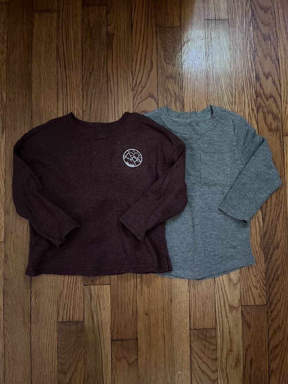 Cat & Jack Toddler Boy Long Sleeve Shirts, 2T, Brown & Gray